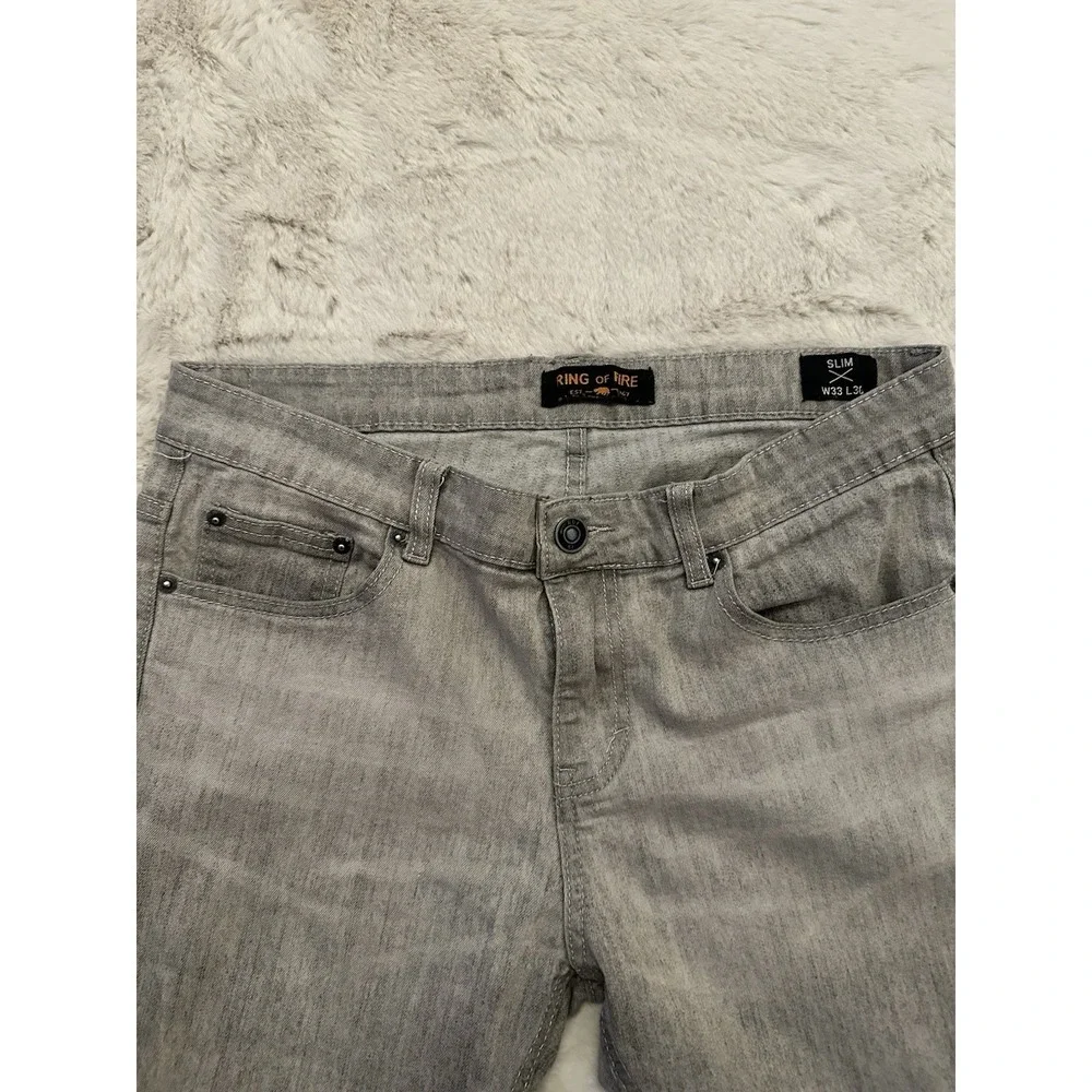 Ring Of Fire Jeans Slim Straight Blue Mens Size 33x30 Dark‎ Denim Designer